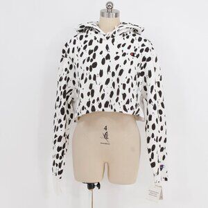Champion Reverse Weave Cropped Hoodie Dalmatian Dot Print Small NWT